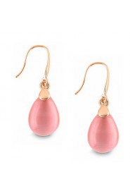 Fashion Temperament Water Droplets Shape Transparent Pink Opal Earrings