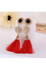 Exaggerated Fashion Long Tassels Flowers Sequins Drop Earrings Bridal Accessories