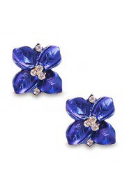 Personality Lovely Gorgeous Deep Blue Crystal Stud Earrings