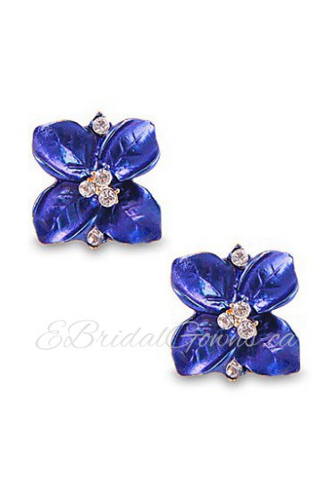 Personality Lovely Gorgeous Deep Blue Crystal Stud Earrings