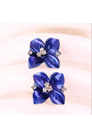 Personality Lovely Gorgeous Deep Blue Crystal Stud Earrings