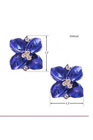 Personality Lovely Gorgeous Deep Blue Crystal Stud Earrings