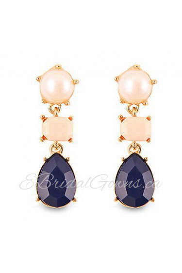 Fashion Personality Luxuriant Gem Pearl Teardrop-shaped Drop Earrings