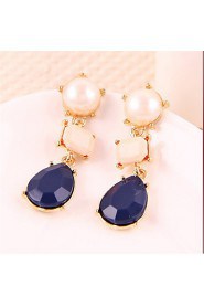 Fashion Personality Luxuriant Gem Pearl Teardrop-shaped Drop Earrings