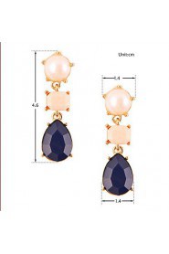 Fashion Personality Luxuriant Gem Pearl Teardrop-shaped Drop Earrings