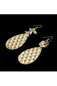 Personality Water Droplets Shape Golden Sequined Tassels Earrings