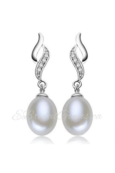 Drop Earrings Women's Silver/Pearl Earring Rhinestone