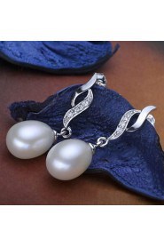 Drop Earrings Women's Silver/Pearl Earring Rhinestone