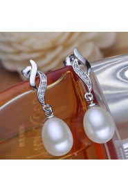 Drop Earrings Women's Silver/Pearl Earring Rhinestone