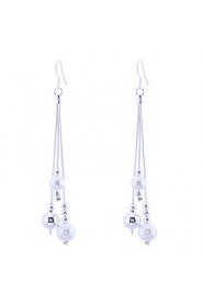 925 Silver Plating European Style Fashion Silver Dull Polish Globule Drop Earrings