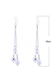 925 Silver Plating European Style Fashion Silver Dull Polish Globule Drop Earrings