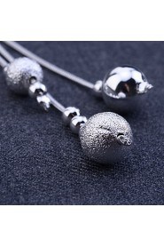 925 Silver Plating European Style Fashion Silver Dull Polish Globule Drop Earrings