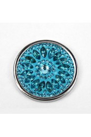 Summer Gift Girl's 33mm Zinc Alloy Mi Moneda Silver Plated Blue Crystal Disc for 35mm Coin Holder Pendant