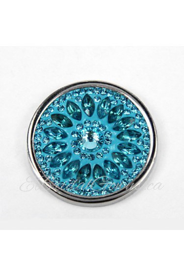 Summer Gift Girl's 33mm Zinc Alloy Mi Moneda Silver Plated Blue Crystal Disc for 35mm Coin Holder Pendant