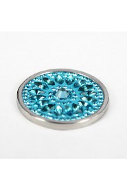 Summer Gift Girl's 33mm Zinc Alloy Mi Moneda Silver Plated Blue Crystal Disc for 35mm Coin Holder Pendant