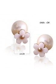 Personality Lovely Gorgeous Pearl Lady Star Flowers Both Sides Stud Earrings