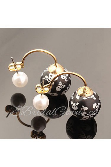 Multicolor Luxury Skull Print Ball Skeleton Pearl Earrings