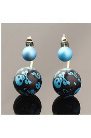 Multicolor Luxury Skull Print Ball Skeleton Pearl Earrings