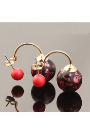 Multicolor Luxury Skull Print Ball Skeleton Pearl Earrings