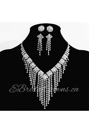 Wedding Bridal Bridesmaid Jewelry Sets 2 Pairs of Earrings 1 Crystal Necklace Sparkle Party Decorations