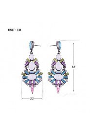 Personality Multicolored Gemstone Color Bohemia Awl Shape Earrings