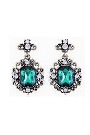 Gorgeous Palace Retro Fashion Green Crystal Big Stones Earrings