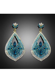 Lady's Multi-Stone Zircon Blue Natural Stone Chandelier Drop Earrings for Wedding Party Jewelry