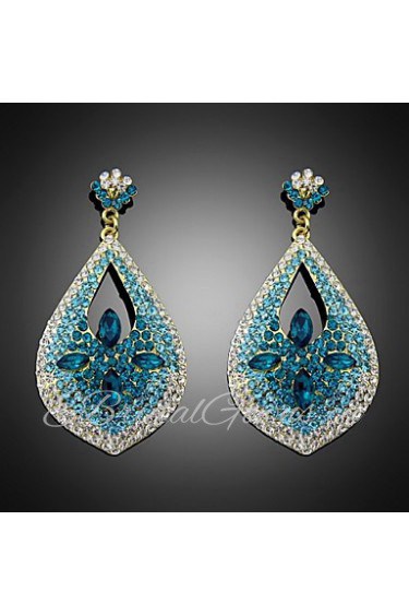 Lady's Multi-Stone Zircon Blue Natural Stone Chandelier Drop Earrings for Wedding Party Jewelry