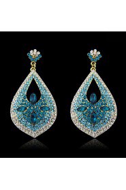 Lady's Multi-Stone Zircon Blue Natural Stone Chandelier Drop Earrings for Wedding Party Jewelry