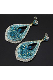 Lady's Multi-Stone Zircon Blue Natural Stone Chandelier Drop Earrings for Wedding Party Jewelry