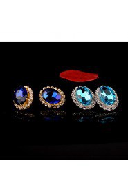 Stud Earrings Women's Brass Earring Crystal / Rhinestone