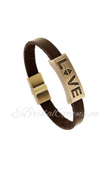 Fashion Alloy leather bracelet LOVE couple leather bracelet vintage jewelry male and female students(bracelet)