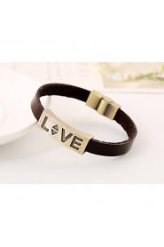 Fashion Alloy leather bracelet LOVE couple leather bracelet vintage jewelry male and female students(bracelet)