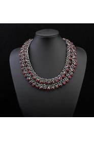 Luxury colored crystal gem multilayer woven short clavicle necklace