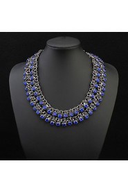 Luxury colored crystal gem multilayer woven short clavicle necklace