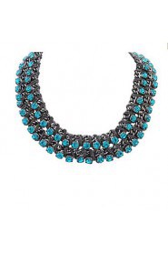 Luxury colored crystal gem multilayer woven short clavicle necklace