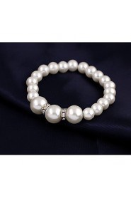 Women's Silver Imitation Pearl Wedding Party Jewelry include Necklace & Earrings & Bracelet