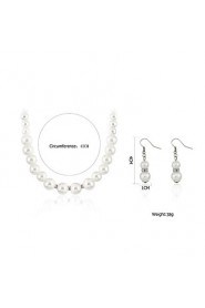 Women's Silver Imitation Pearl Wedding Party Jewelry include Necklace & Earrings & Bracelet