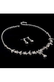 Women's Silver Crystal Wedding Party Jewelry include Necklace & Earrings