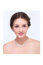 Women's Silver Alloy Crystal Rhinestone Cubic Zirconia Jewelry Set