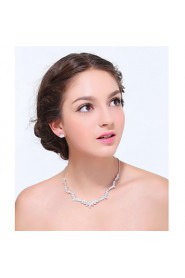 Women's Silver Alloy Crystal Rhinestone Cubic Zirconia Jewelry Set