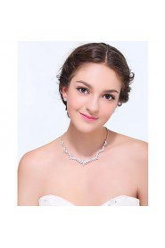 Women's Silver Alloy Crystal Rhinestone Cubic Zirconia Jewelry Set