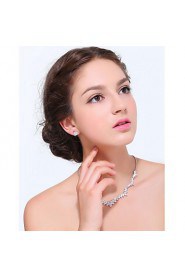 Women's Silver Alloy Crystal Rhinestone Cubic Zirconia Jewelry Set