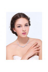 Women's Silver Alloy Crystal Rhinestone Cubic Zirconia Jewelry Set