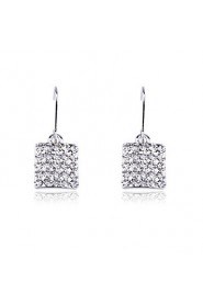 Wedding Korean Fashion Drill Square Drop Earrings