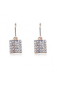 Wedding Korean Fashion Drill Square Drop Earrings