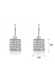 Wedding Korean Fashion Drill Square Drop Earrings