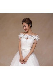 Wedding Wraps Collars Sleeveless Lace Ivory Wedding Appliques / Lace / Pearls