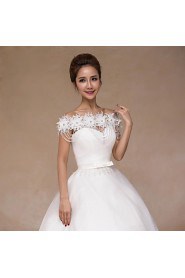 Wedding Wraps Collars Sleeveless Lace Ivory Wedding Appliques / Lace / Pearls