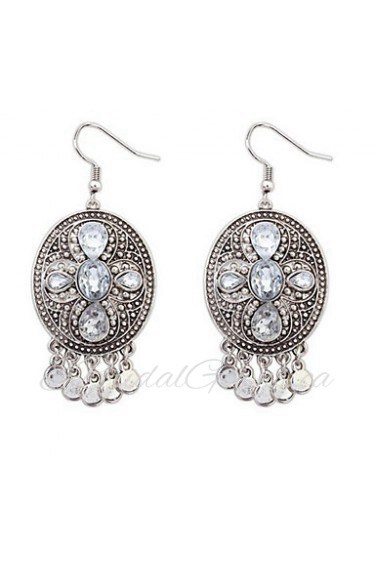 British Retro Antique Silver Earrings Diamond Tassel Earrings Exaggerated Earrings Court